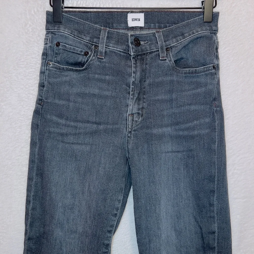 EDWIN Bree High Waist Raw Hem Crop Straight Leg Jeans In Ashland size 25 - Picture 4 of 7